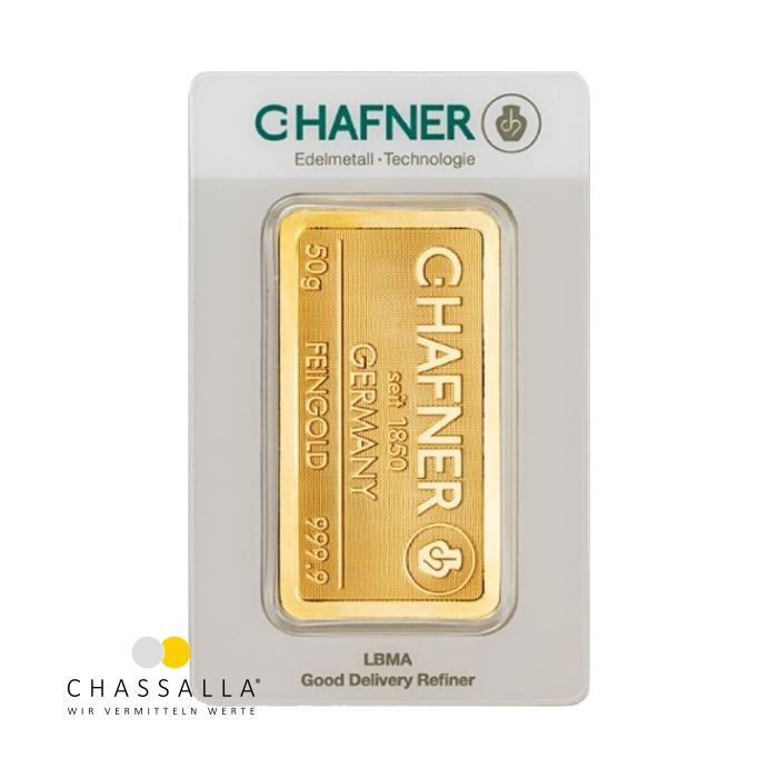 50 Gramm Goldbarren C.HAFNER