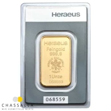 1 Unze (31,1 Gramm) Goldbarren Heraeus