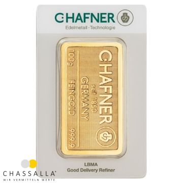 100 Gramm Goldbarren C.HAFNER