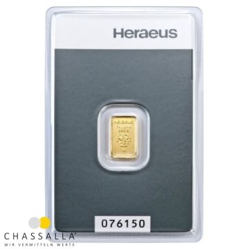 1 Gramm Goldbarren Heraeus