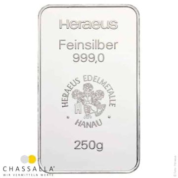 250 Gramm Silberbarren Heraeus