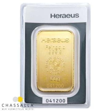 50 Gramm Goldbarren Heraeus